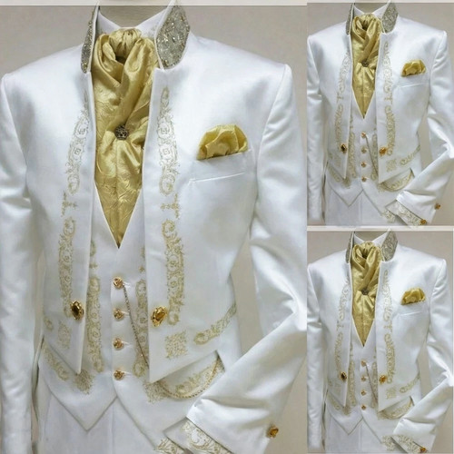 White satin men suits formal - men's,
