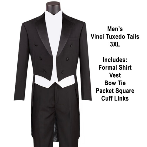 Men black tuxedo tails - black,